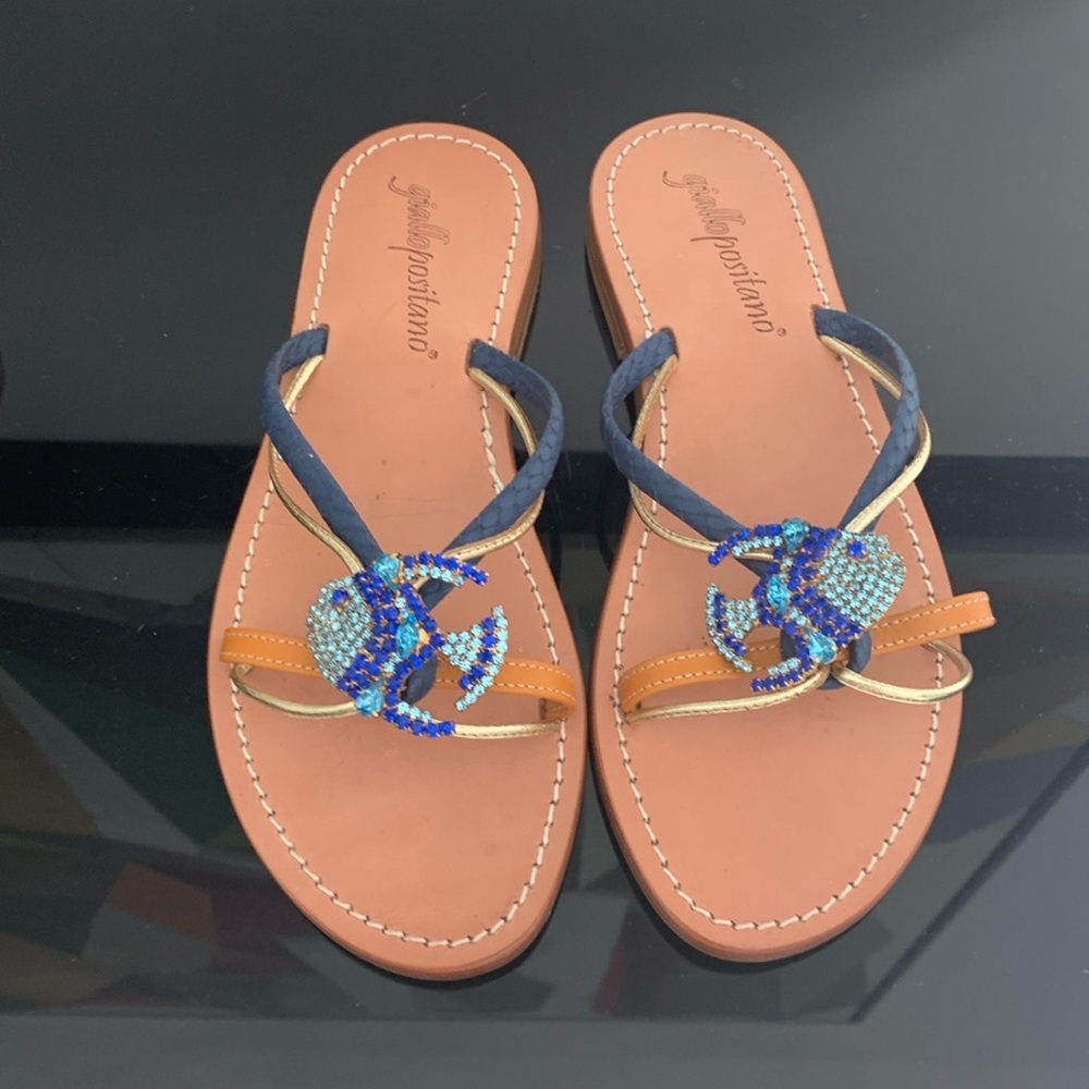 Goalposts slip on sandal with crystal fish SZ 37